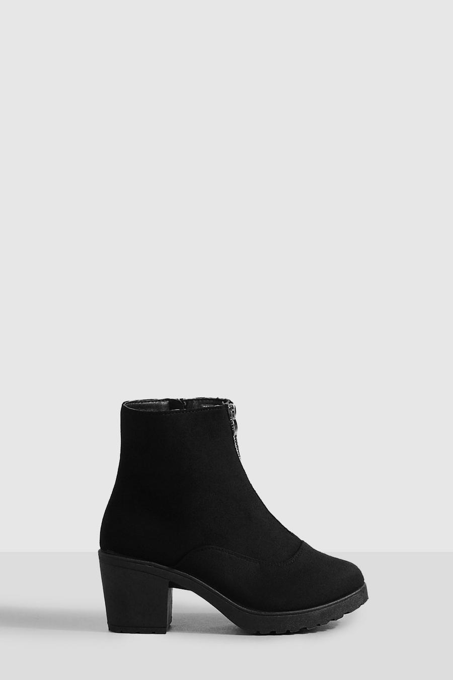 Zip Front Ankle Boots | Boohoo UK