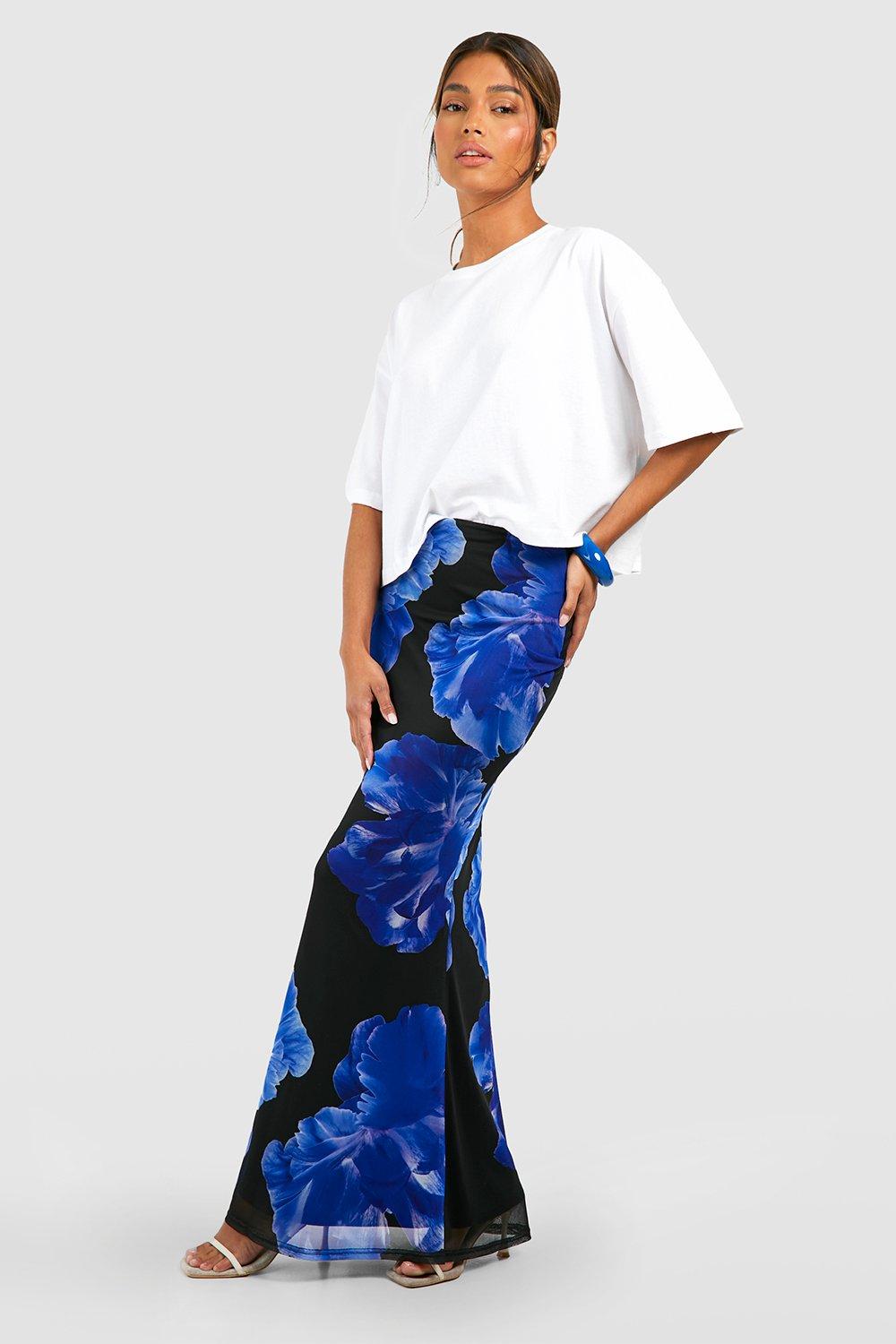 Royal blue hotsell skirt boohoo