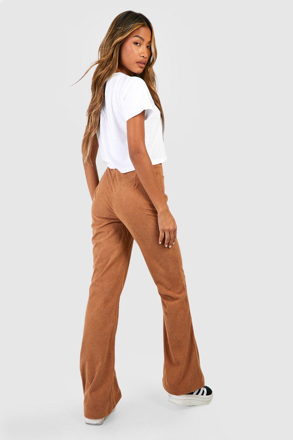 Petite Corduroy High Waisted Flared Trousers