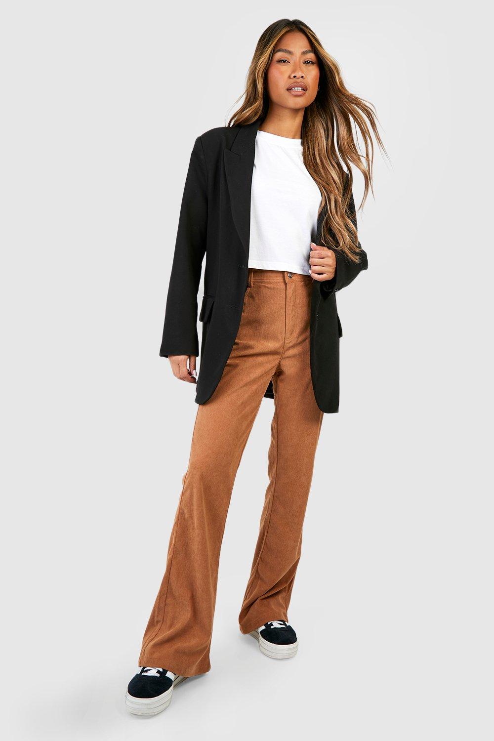 Pantalon flare taille haute en velours c tel boohoo