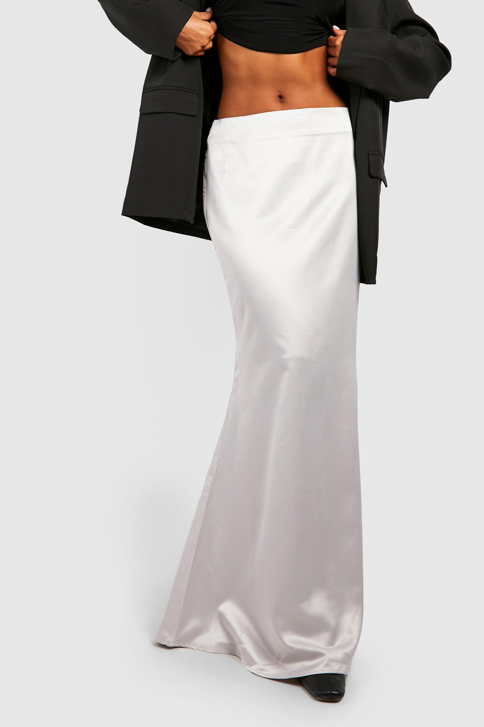 Boohoo white satin clearance skirt