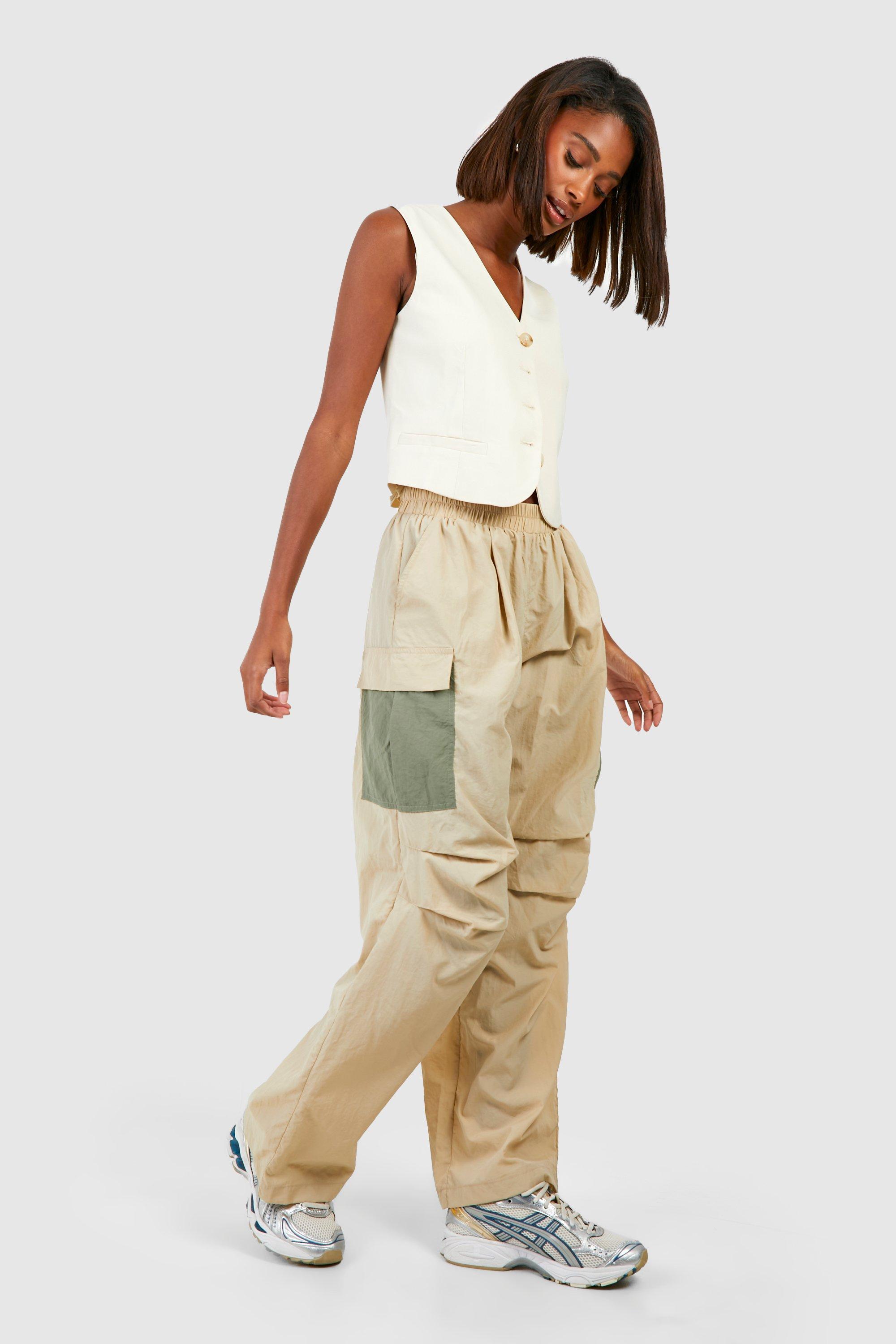 Pantalon parachute color block