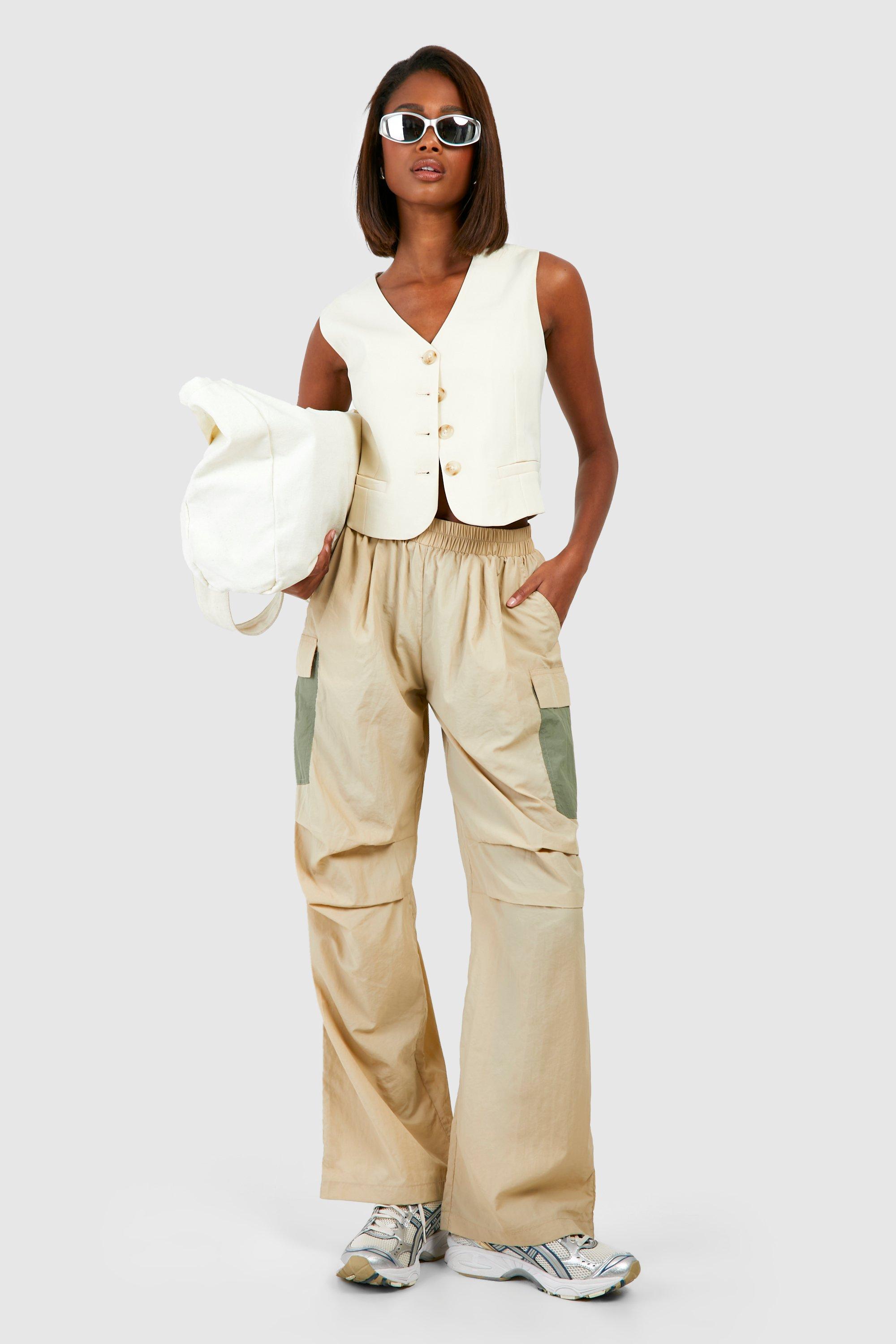 Belted Cargo Parachute Pants