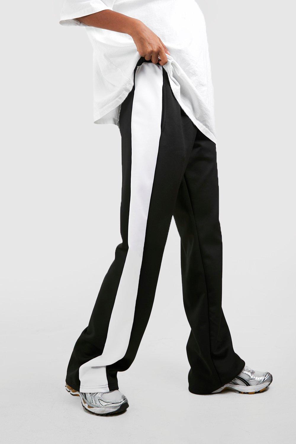 High Waisted Side Stripe Split Hem Pants