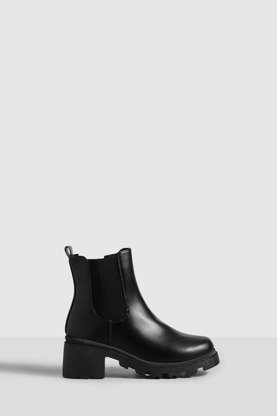 Black svart Wide Fit Low Block Chelsea Boots