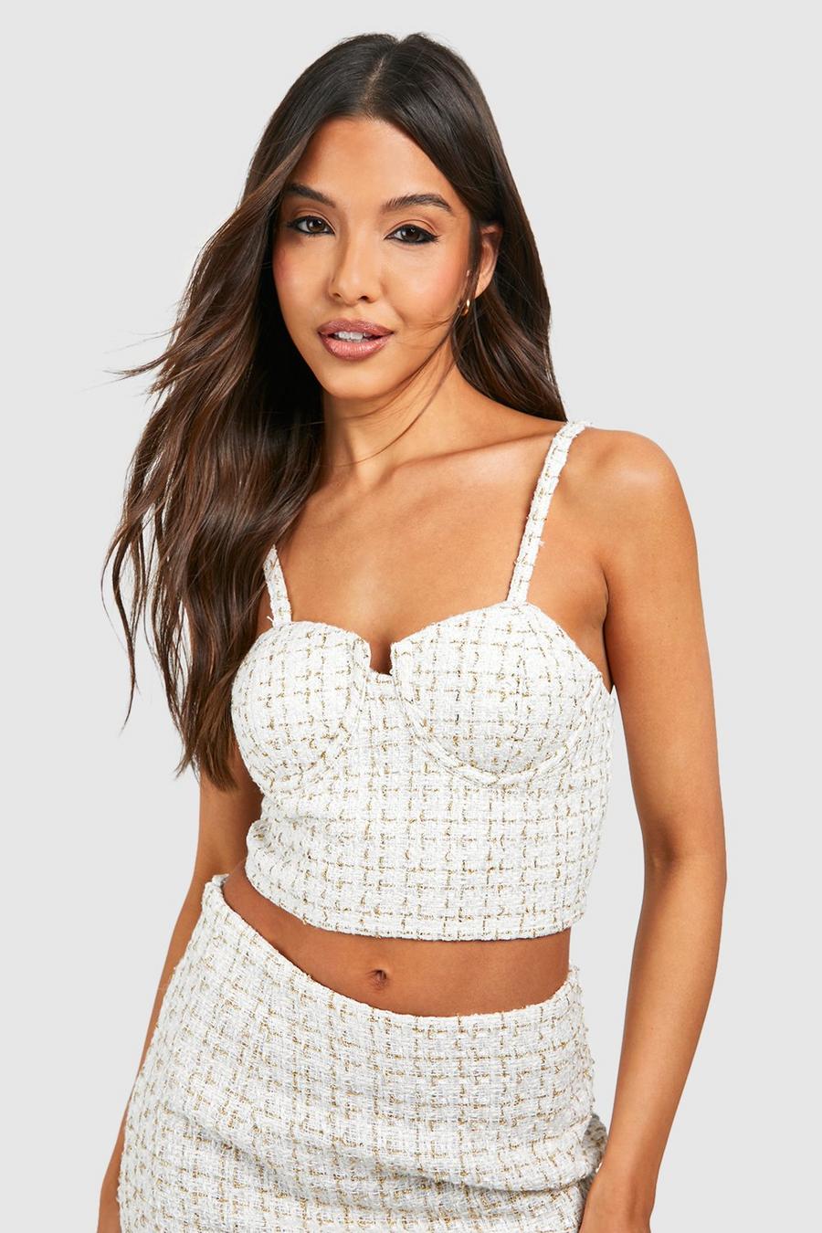 Boohoo Crepe Bralette Cropped White Size 8