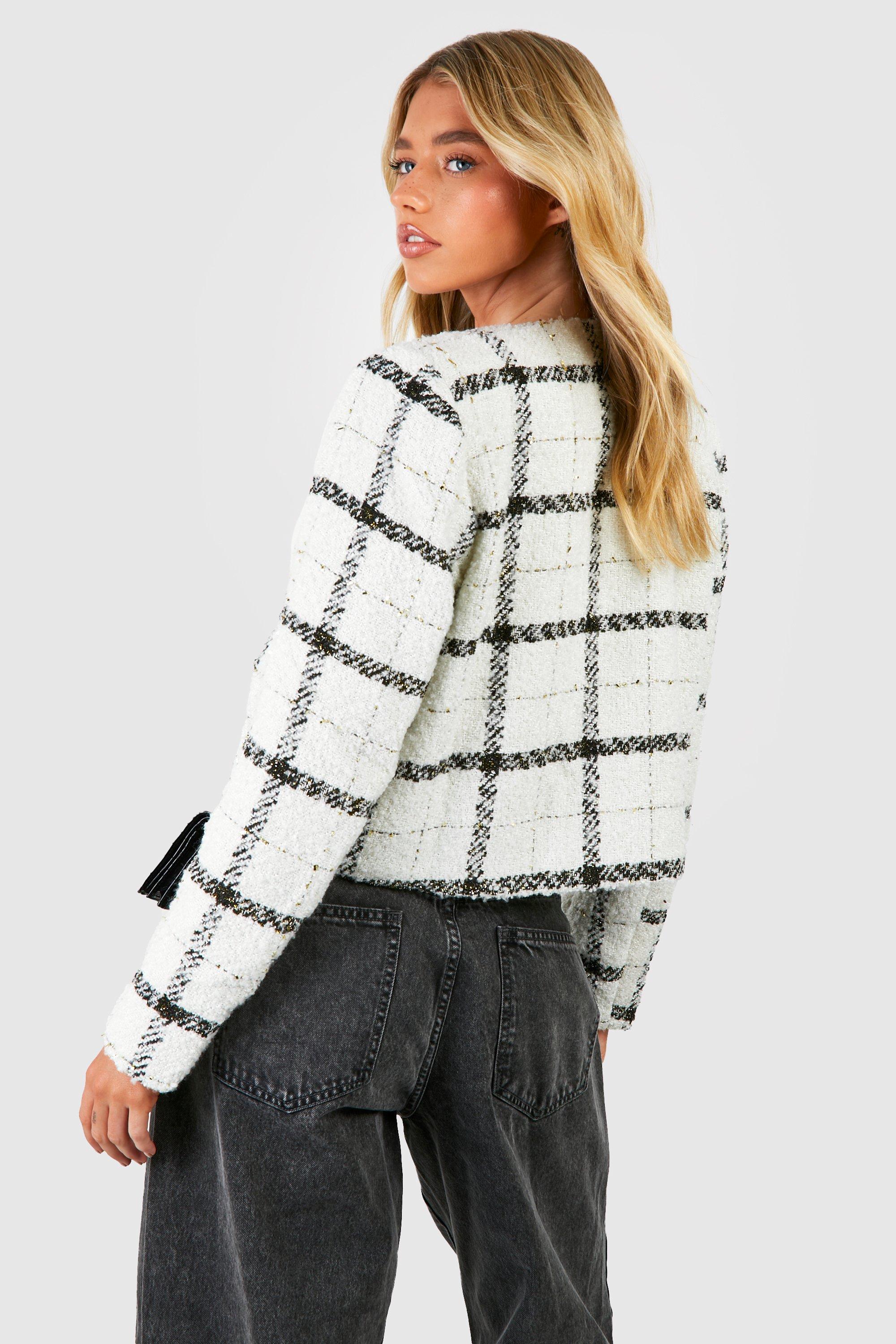 BOUCLÉ CROPPED JACKET - Grey