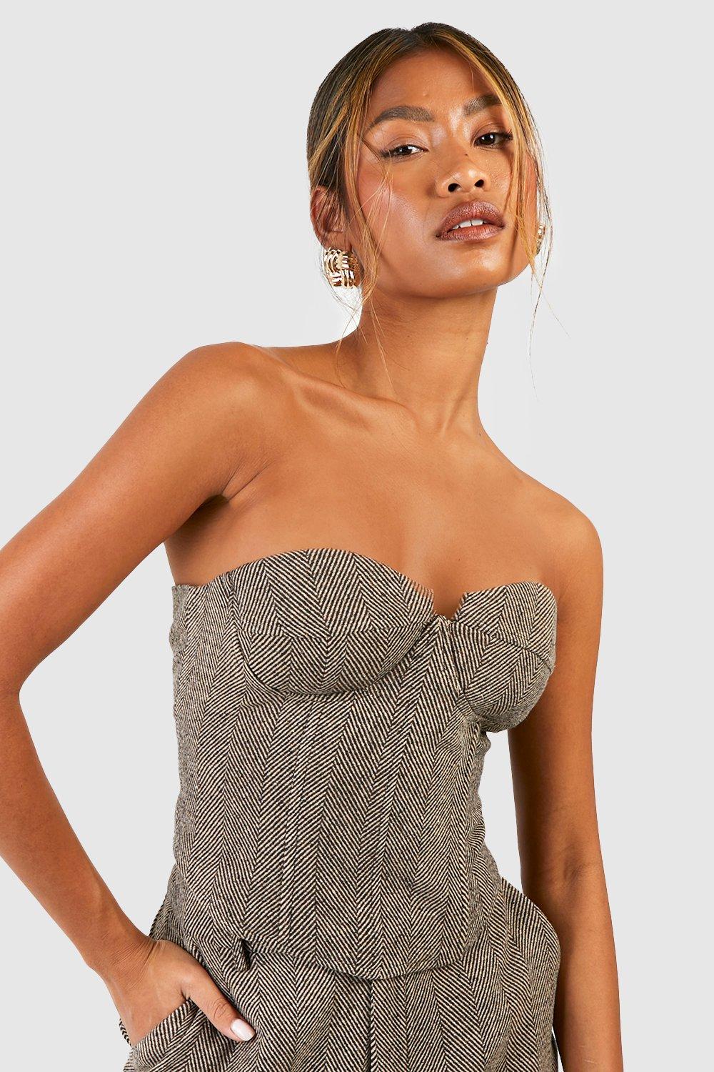 Chocolate Tonal Herringbone Corset 