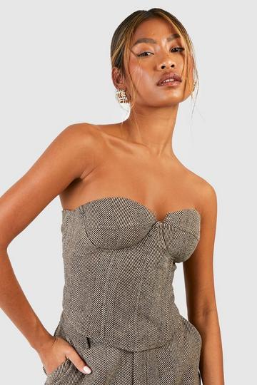 Tonal Herringbone Corset chocolate