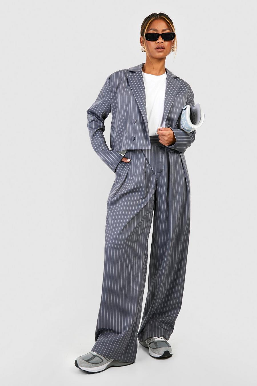 Pinstripe Pleat Front Wide Leg Tailored Pants image number 1