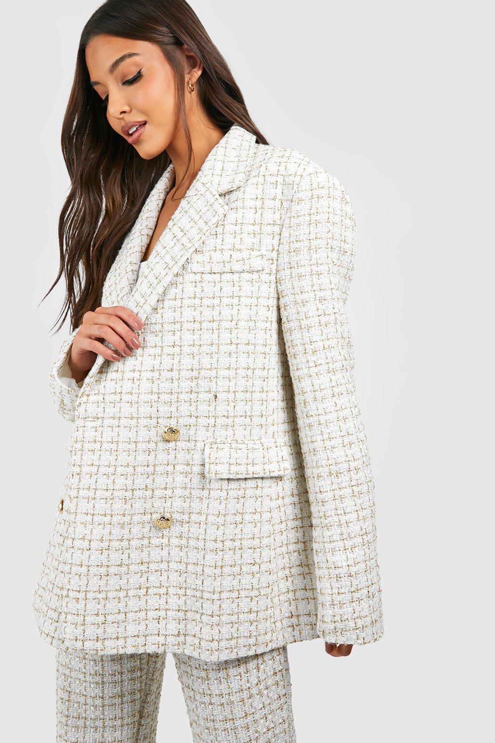 Cream boucle outlet blazer