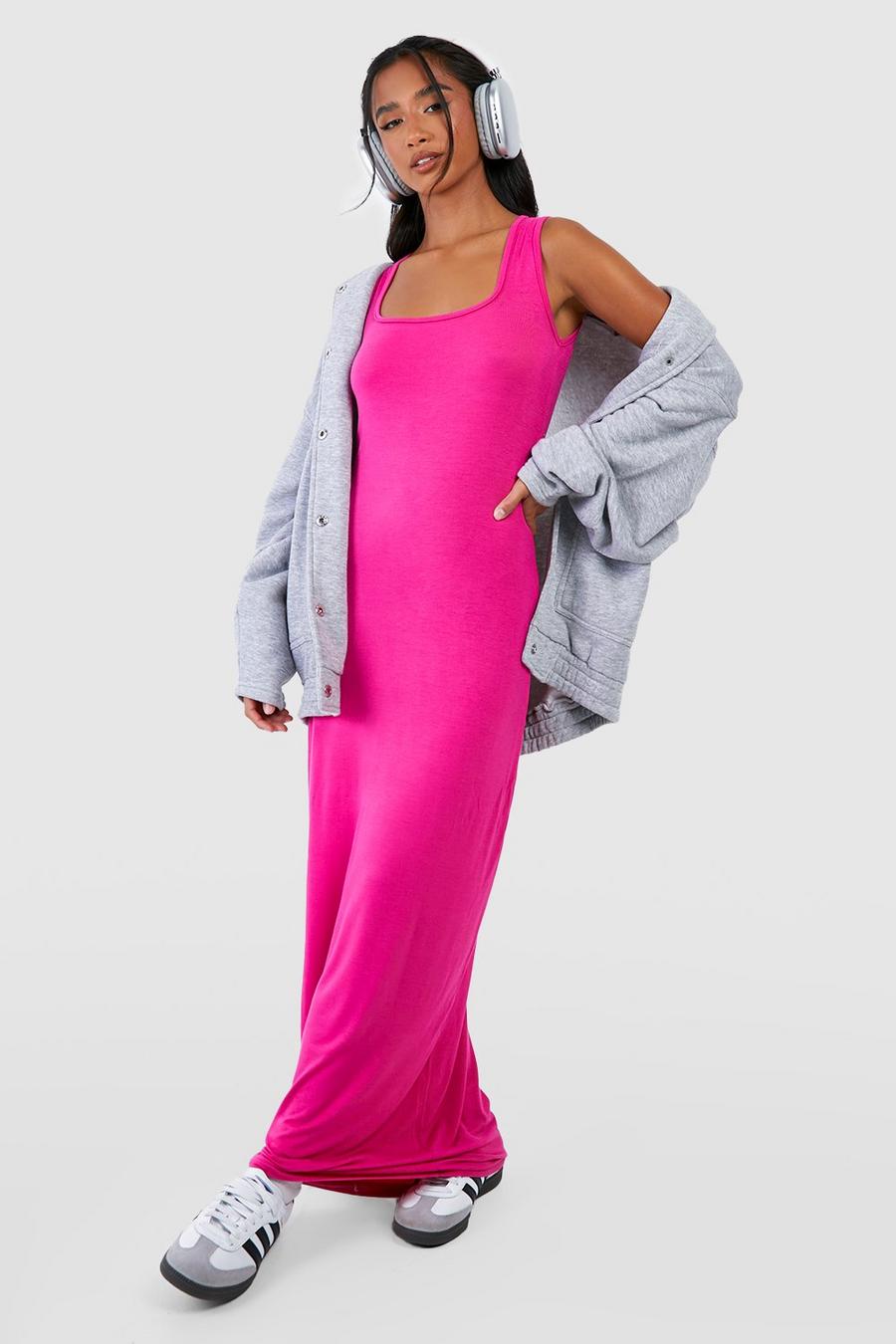 Hot pink Petite Basic Square Neck Maxi Dress image number 1