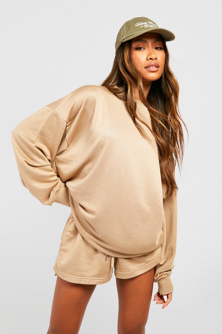 Superweiches Frottee Oversize Sweatshirt, Taupe image number 1