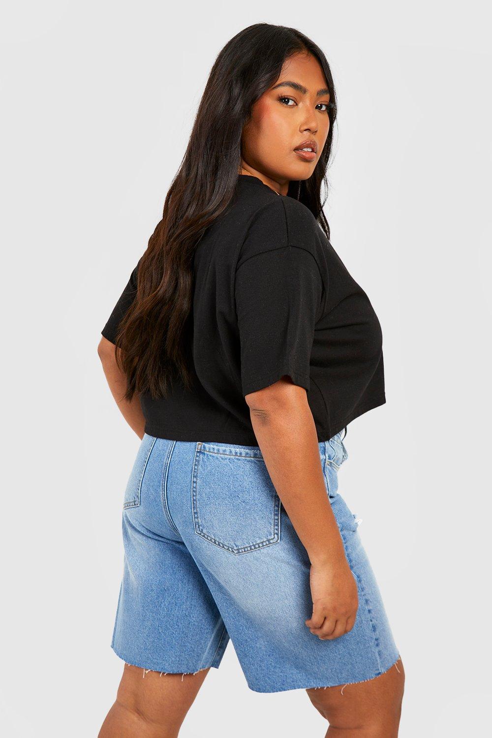 Buy Boohoo High Waist Ripped Detail Denim Shorts In Black