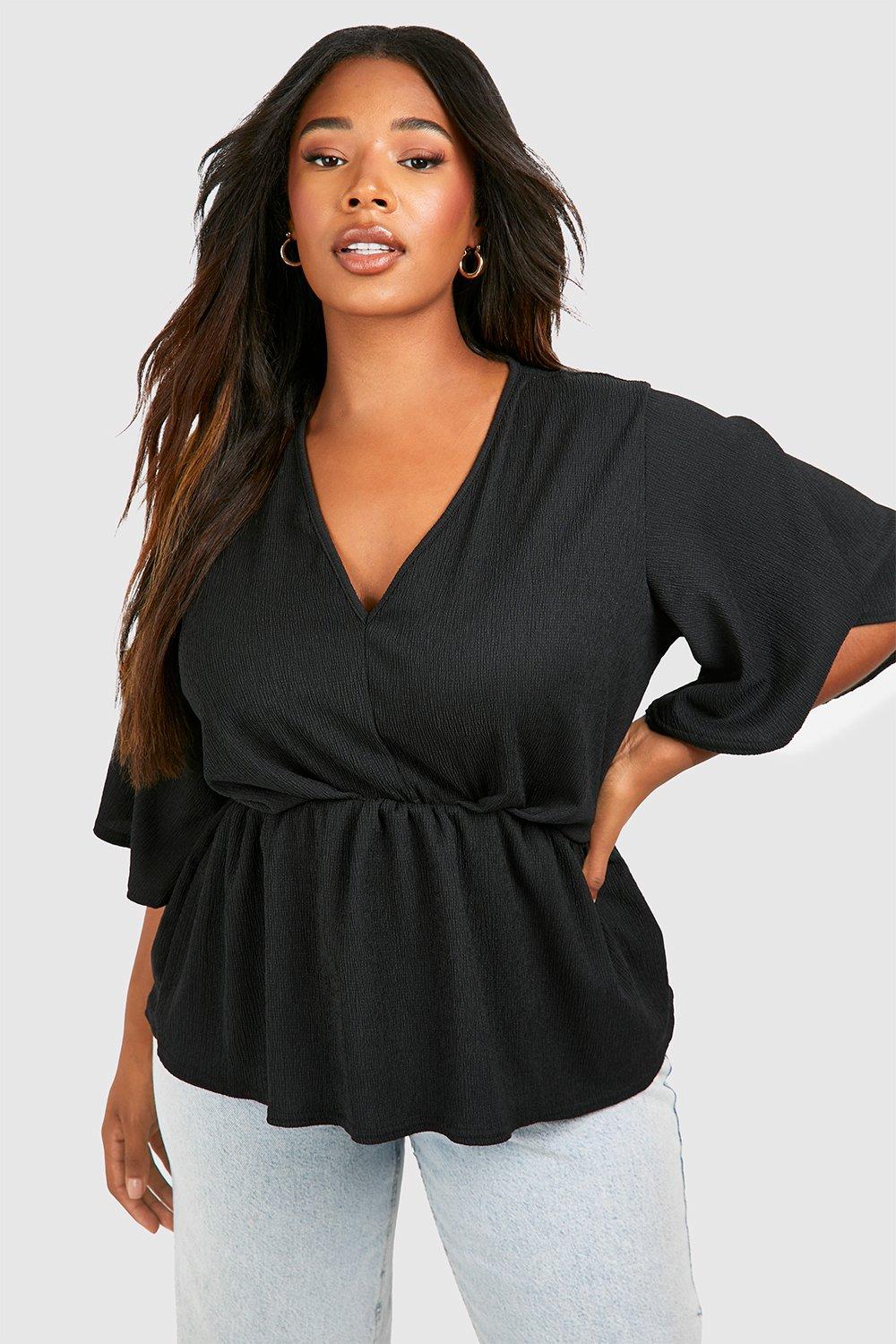 Plus Angel Sleeve Peplum Top