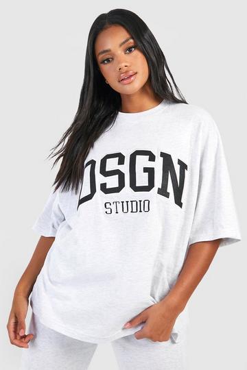 Dsgn Studio Applique Oversized T-shirt ash grey