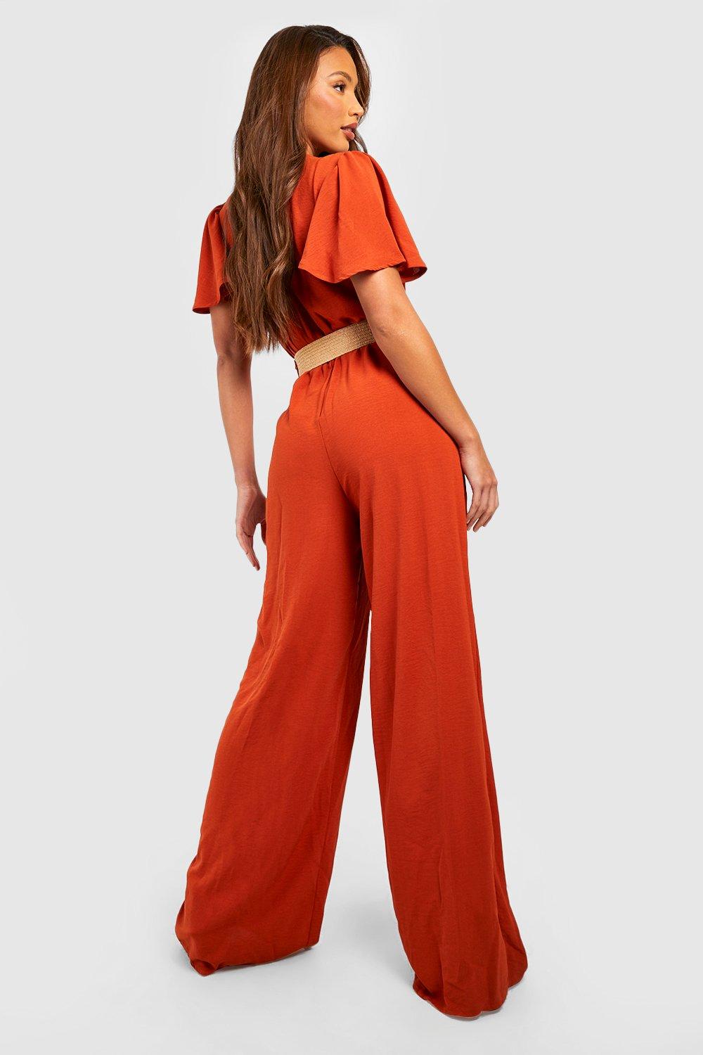 Tall Belted Angel Sleeve Jumpsuit