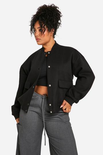 Plus Pocket Detail Bomber Jacket black