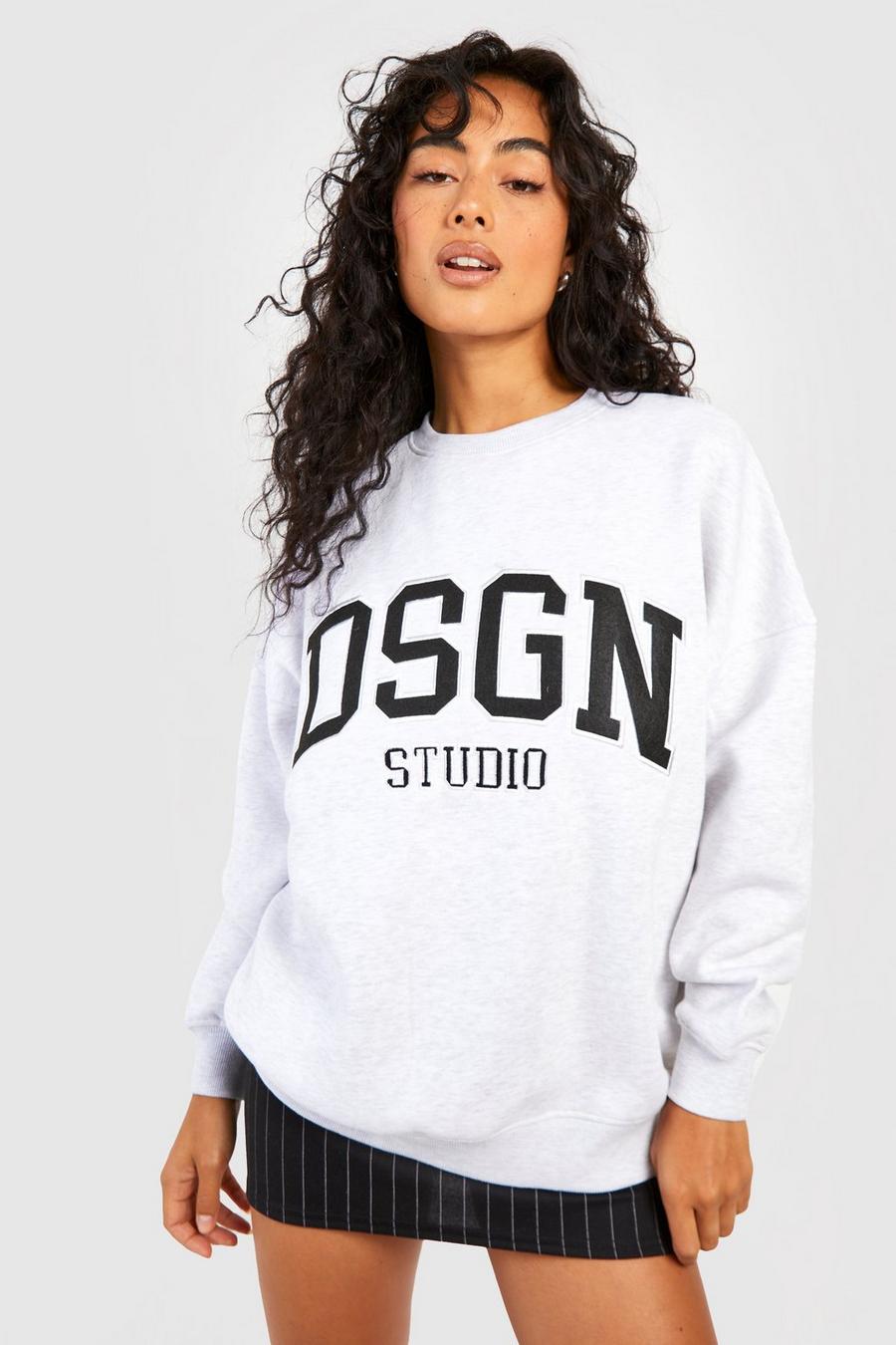 Ash grey Dsgn Studio Oversize sweatshirt med applikation image number 1