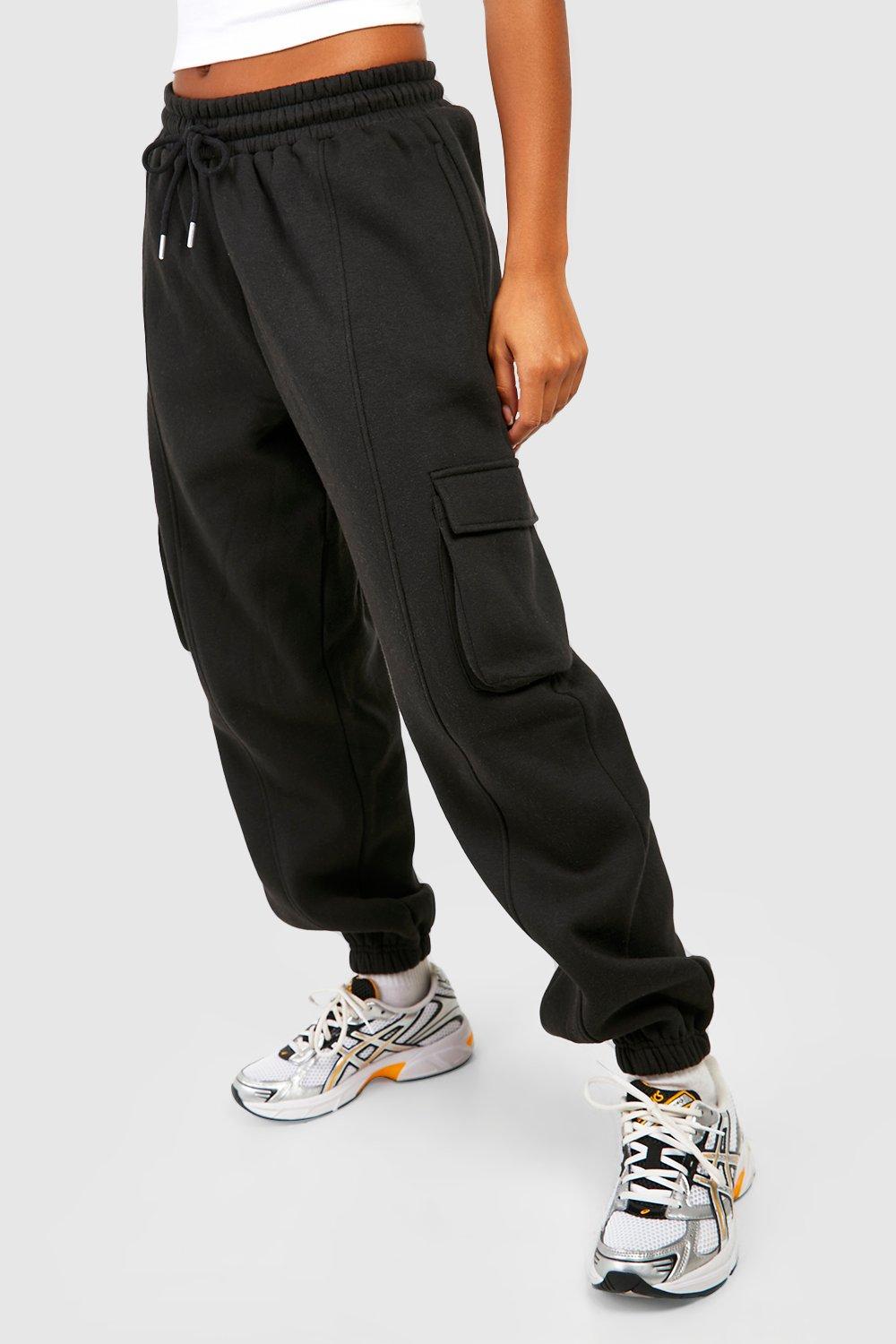 Black Cargo Pocket Pintuck Oversized Jogger