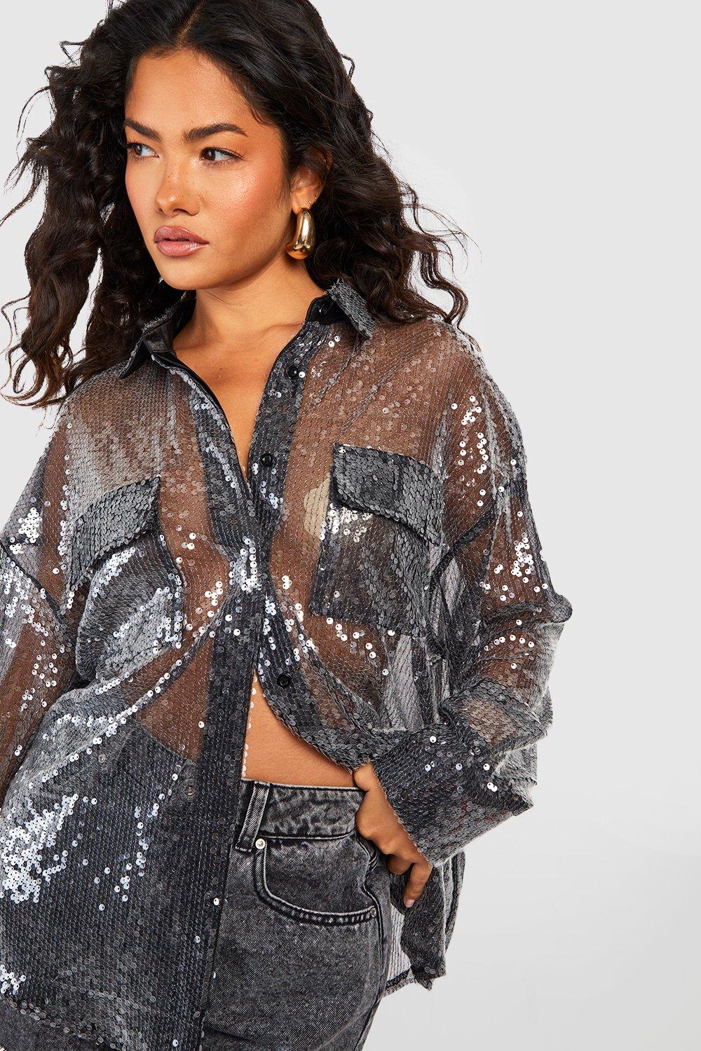 Chemise sequin femme hot sale