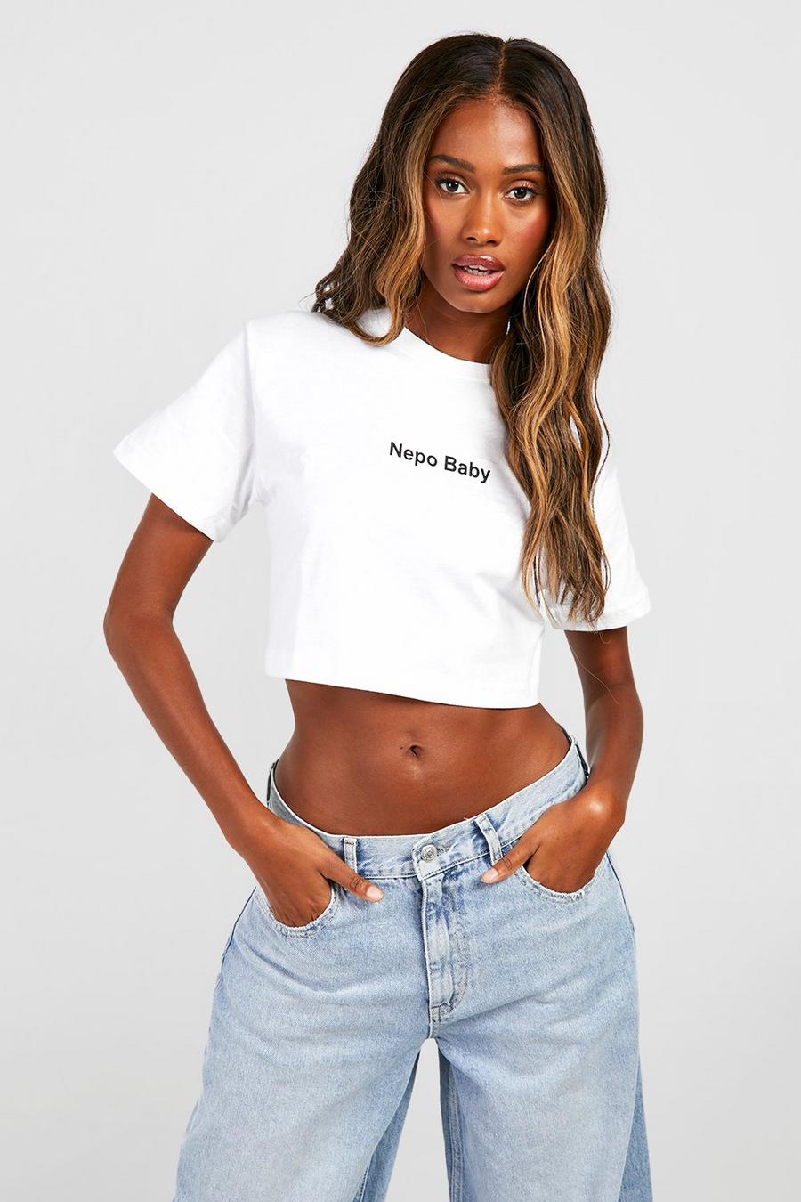 White Nepo Baby Cropped Cotton Baby Tee 