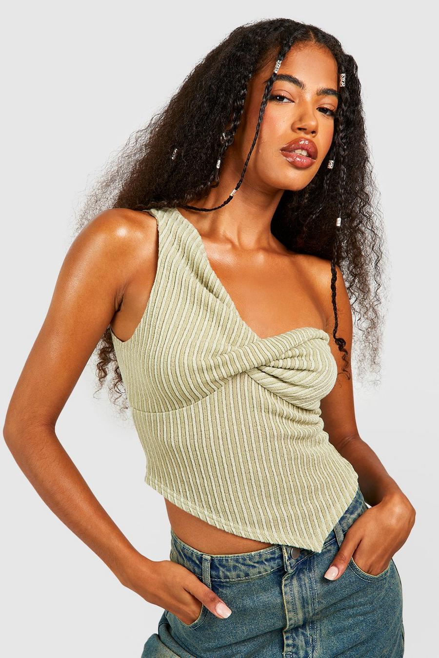 Sage green Two Tone Ribbed Twist Front 