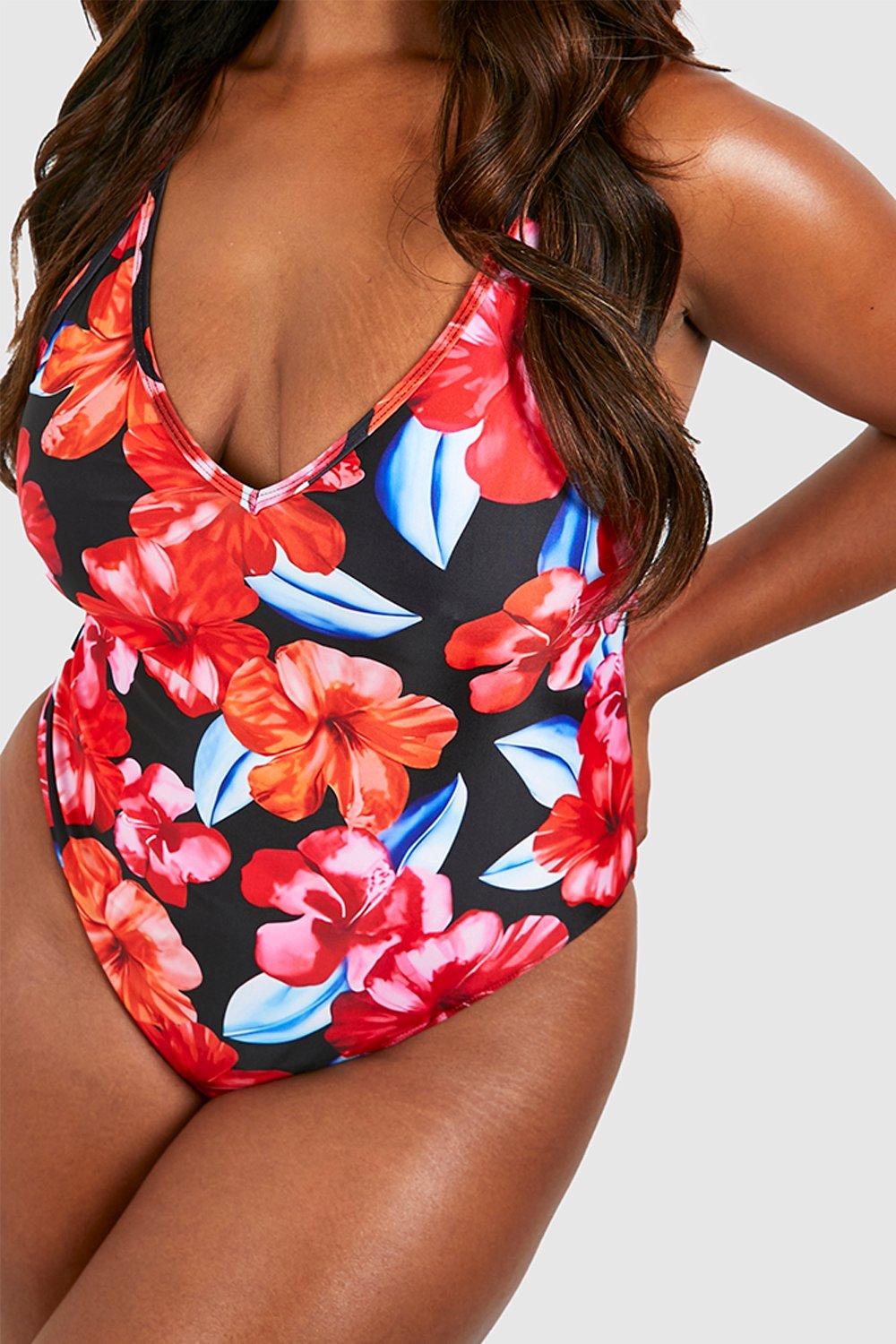 Maillot de bain rouge fleuri hot sale