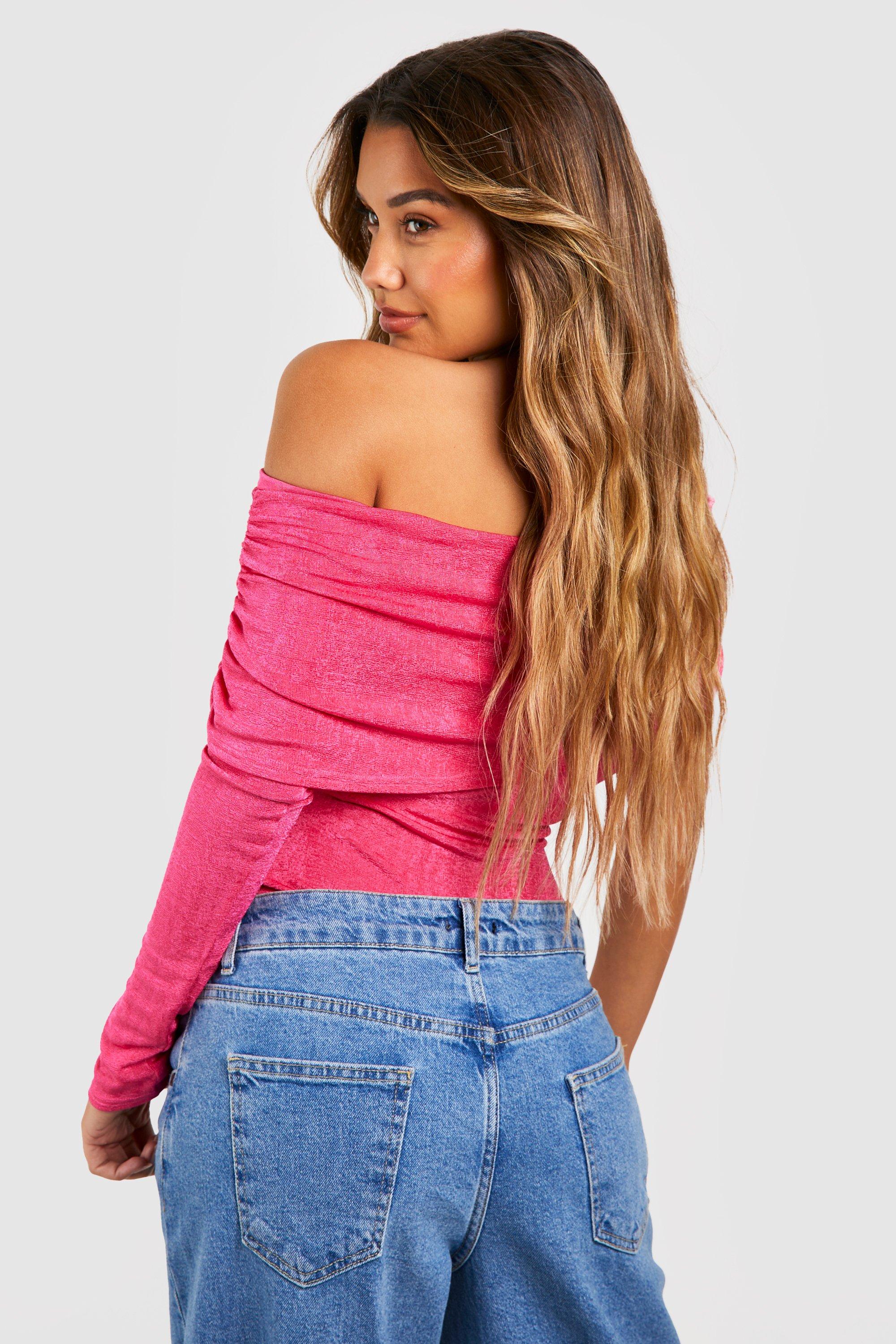 Hot Pink Acetate Slinky Wide Leg Pants