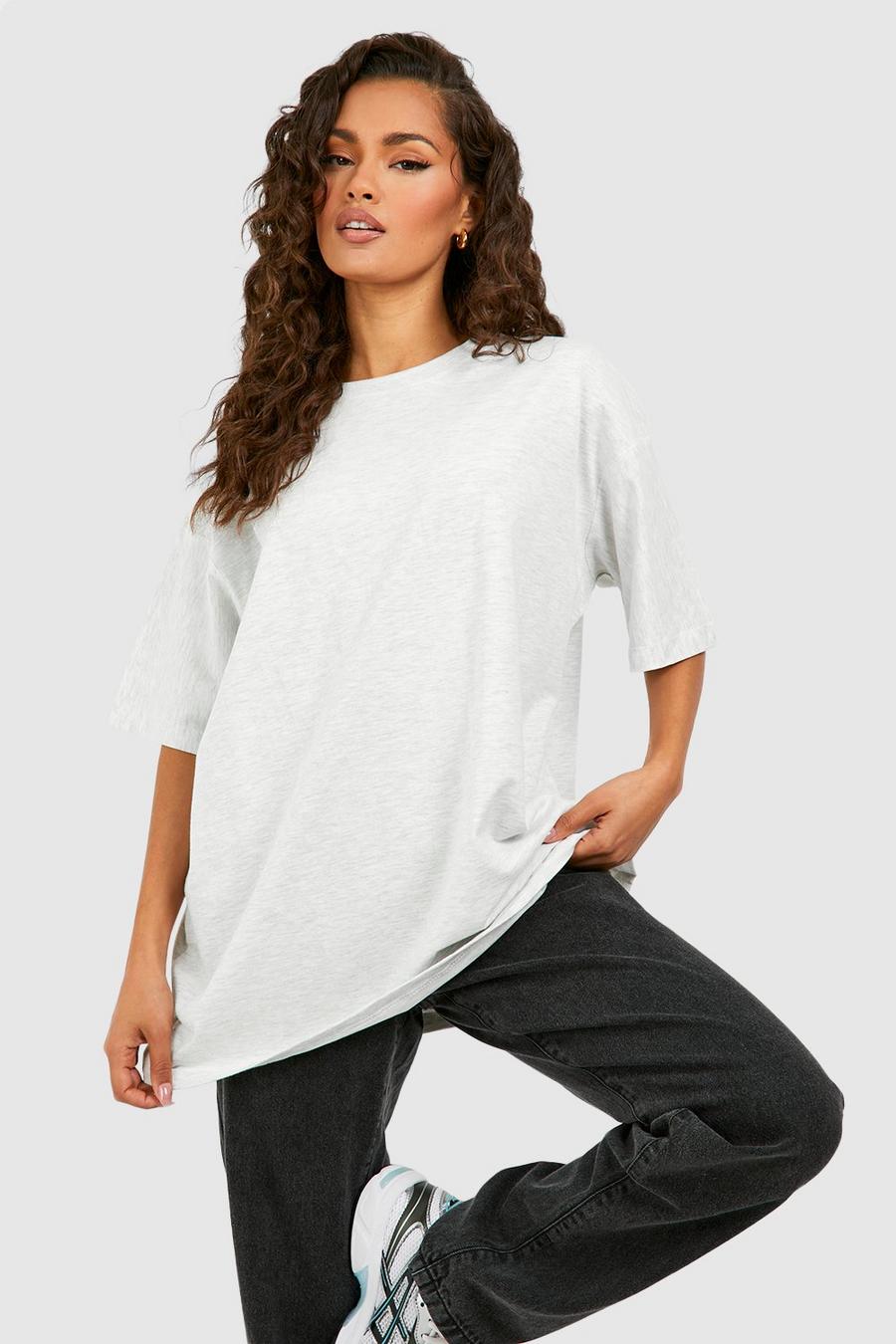 Grey marl Basic Cotton Oversized T-shirt 