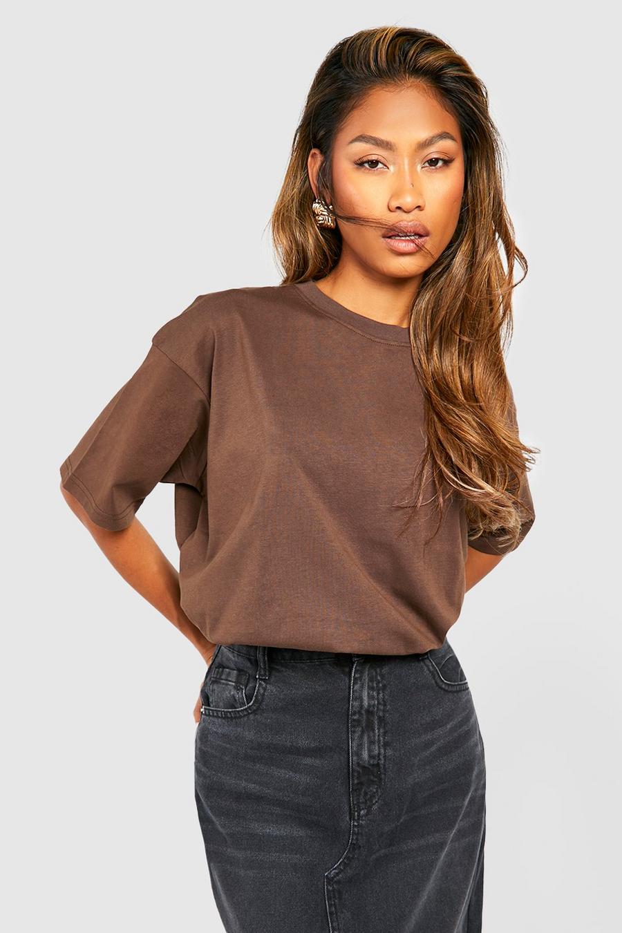 T-shirt oversize basique en coton, Chocolate image number 1