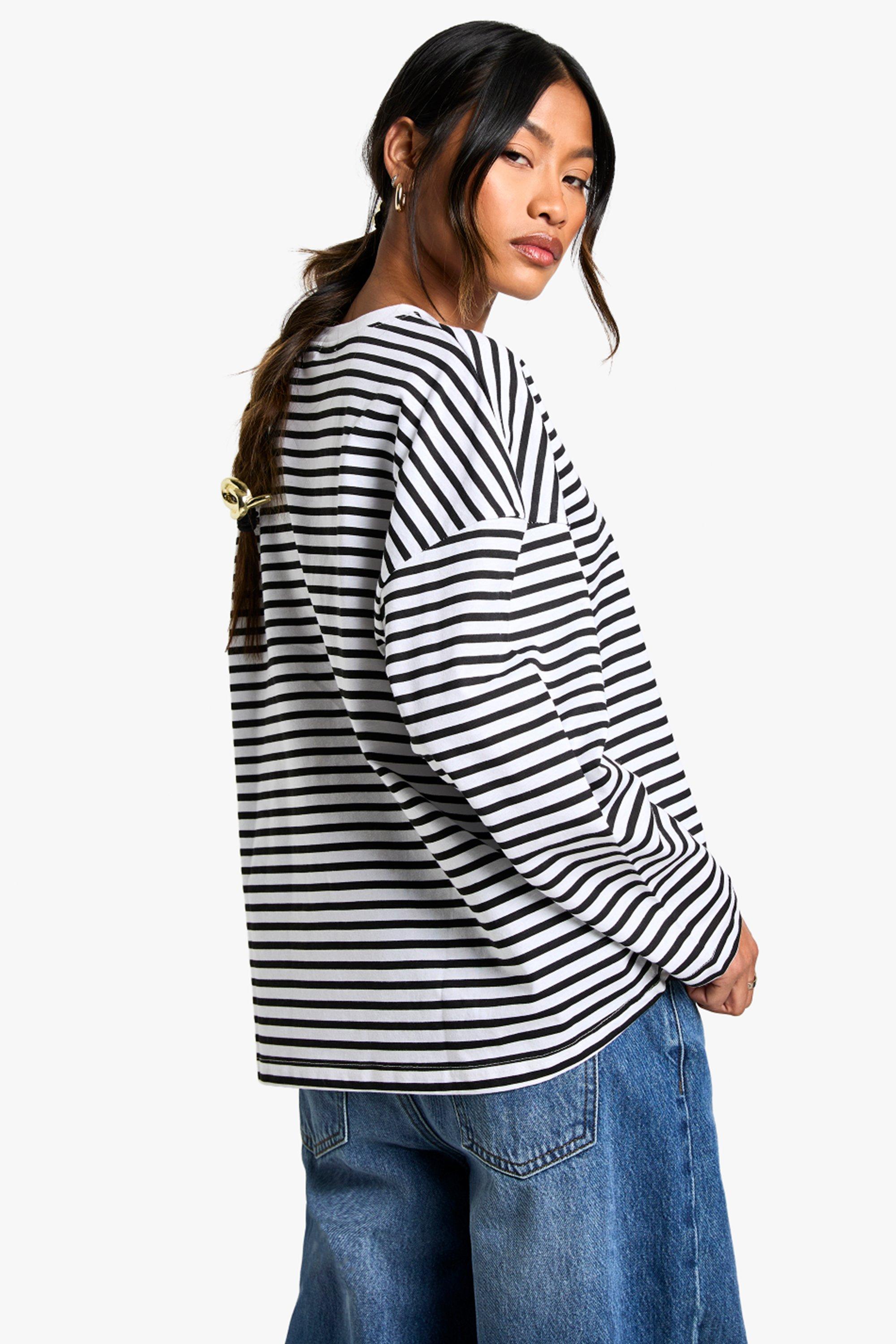 Womens Long Sleeve Tops Oversized T Shirts Striped Shirts Crew,add