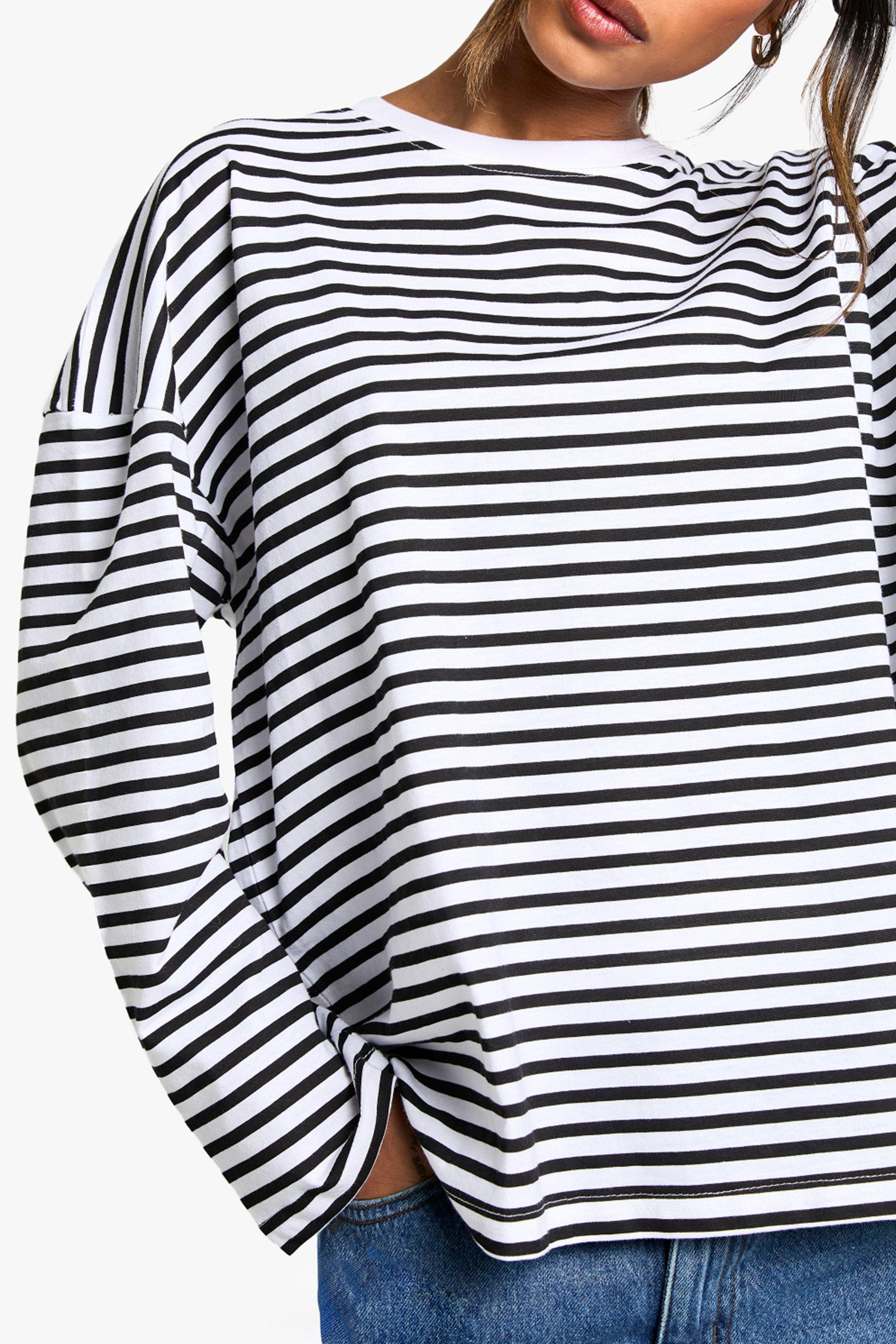 Mossimo Women's Striped Short Sleeve Drapey Flowy T-Shirt with Neck De –  Biggybargains