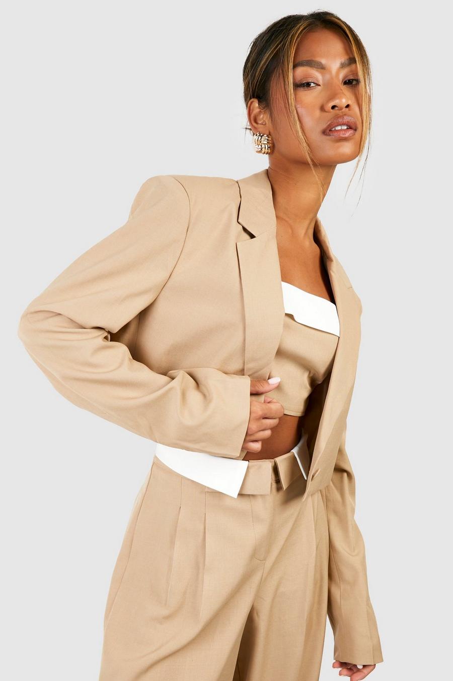 Stone Long Line Crop Tailored Blazer image number 1