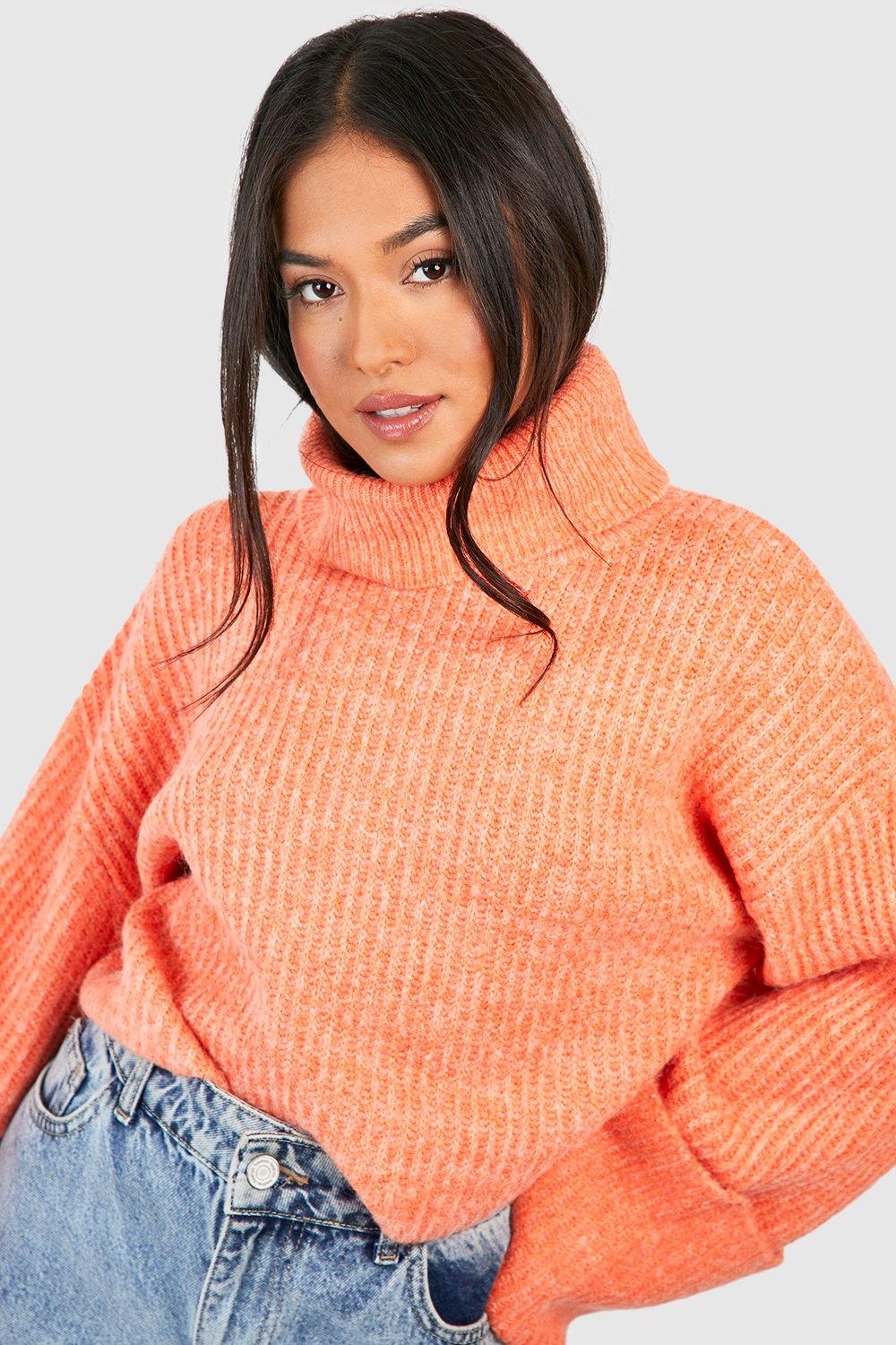 Pull col roulé online orange femme