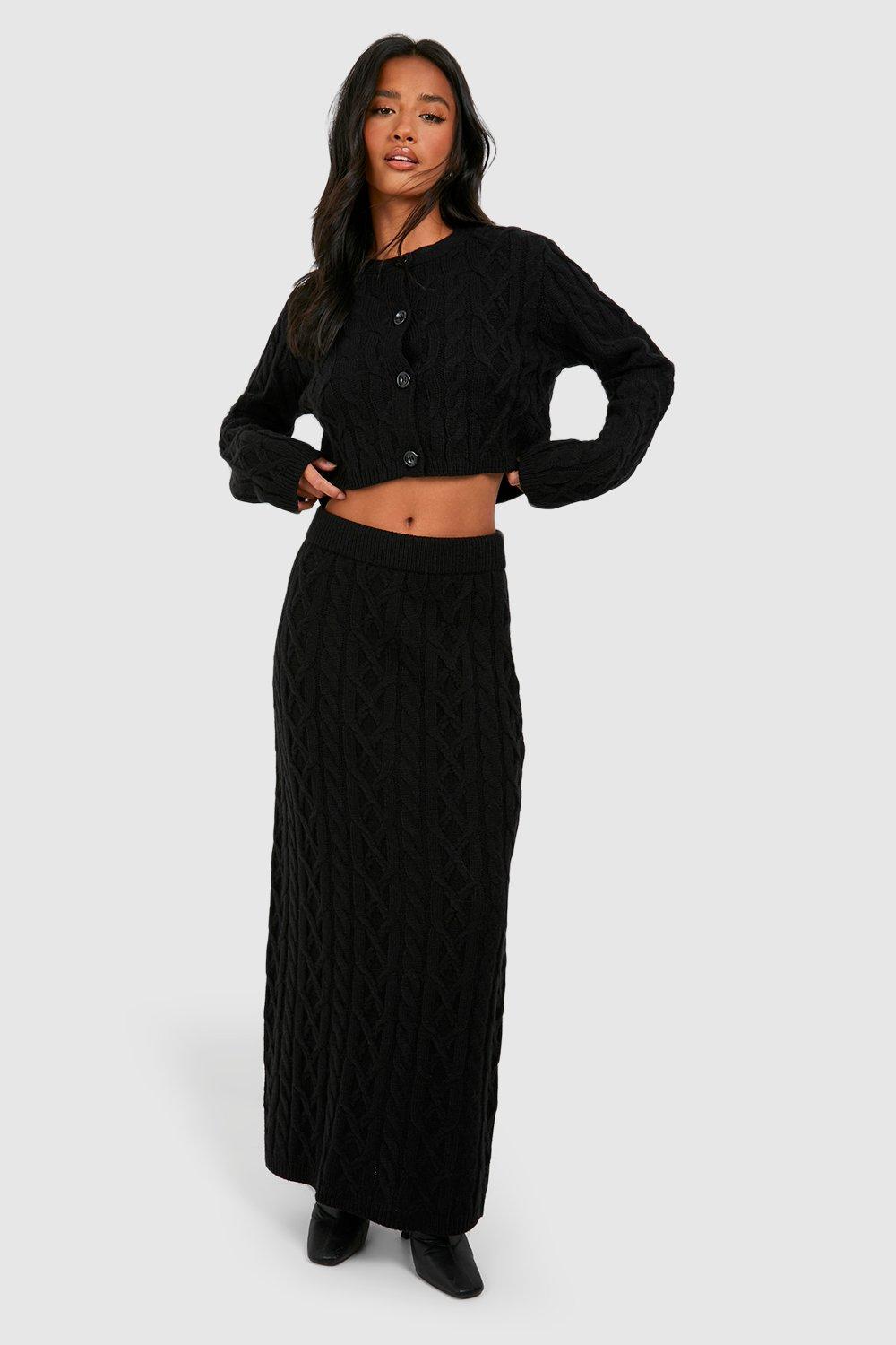 Petite Cable Knit Maxi Skirt