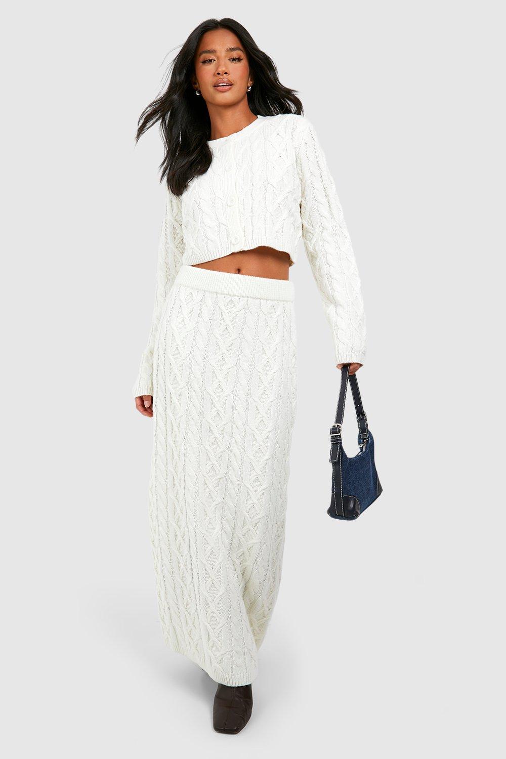 Petite Cable Knit Maxi Skirt