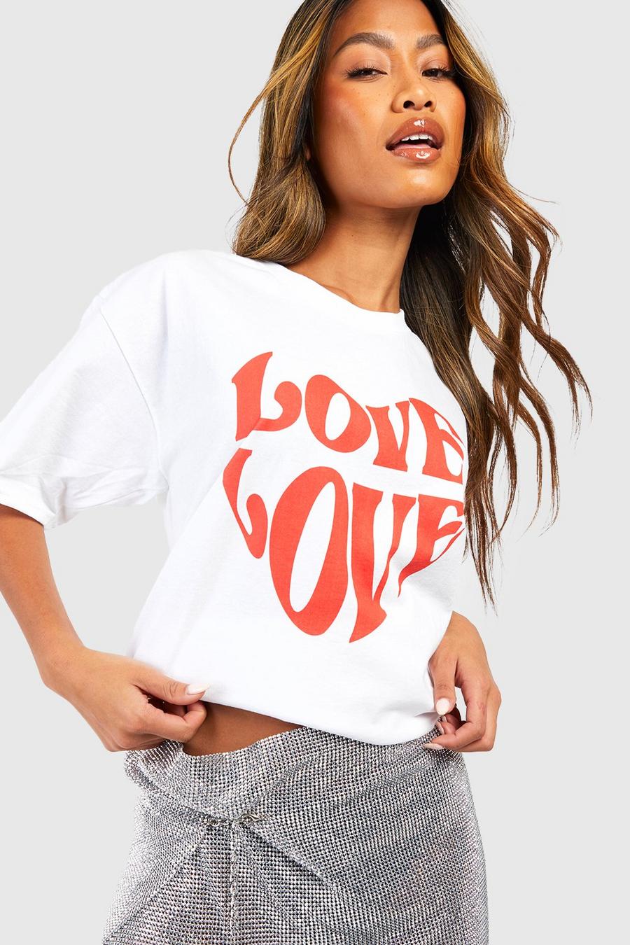 White Love Chest Printed Oversized T-shirt  image number 1