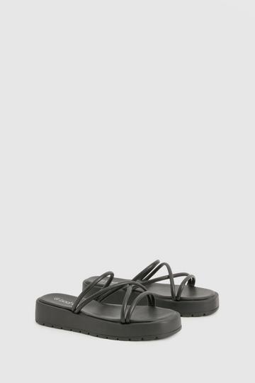 Chunky Flatform Multi Strap Sandals black