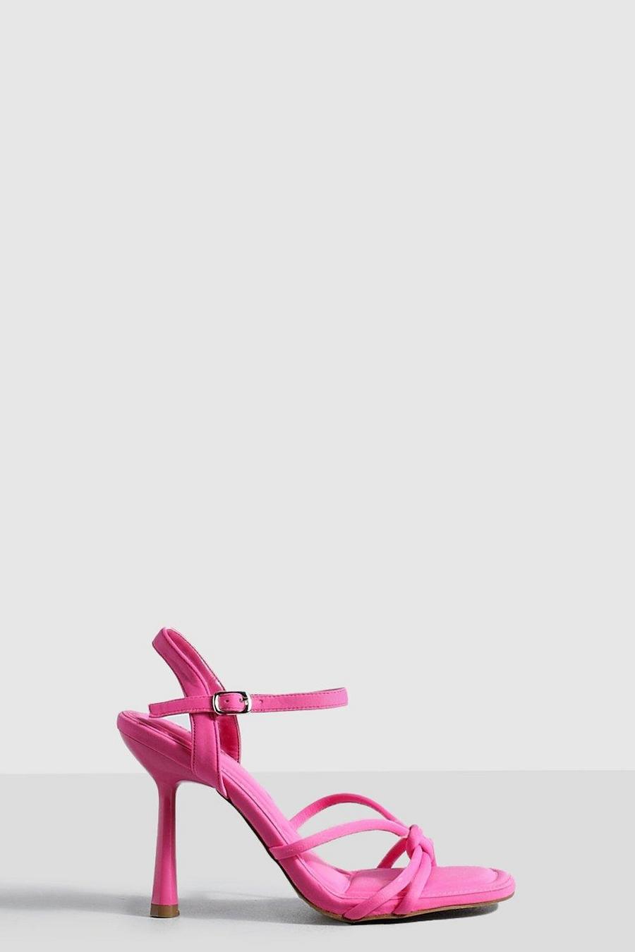 Tacones de aguja con tiras y detalle de nudo, Pink rosa