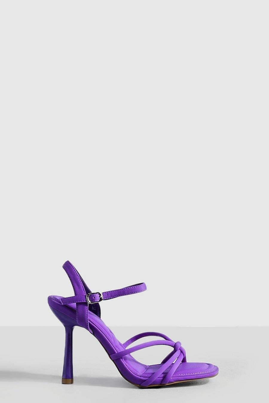 Scarpe con laccetti, dettagli annodati e tacco a spillo, Purple