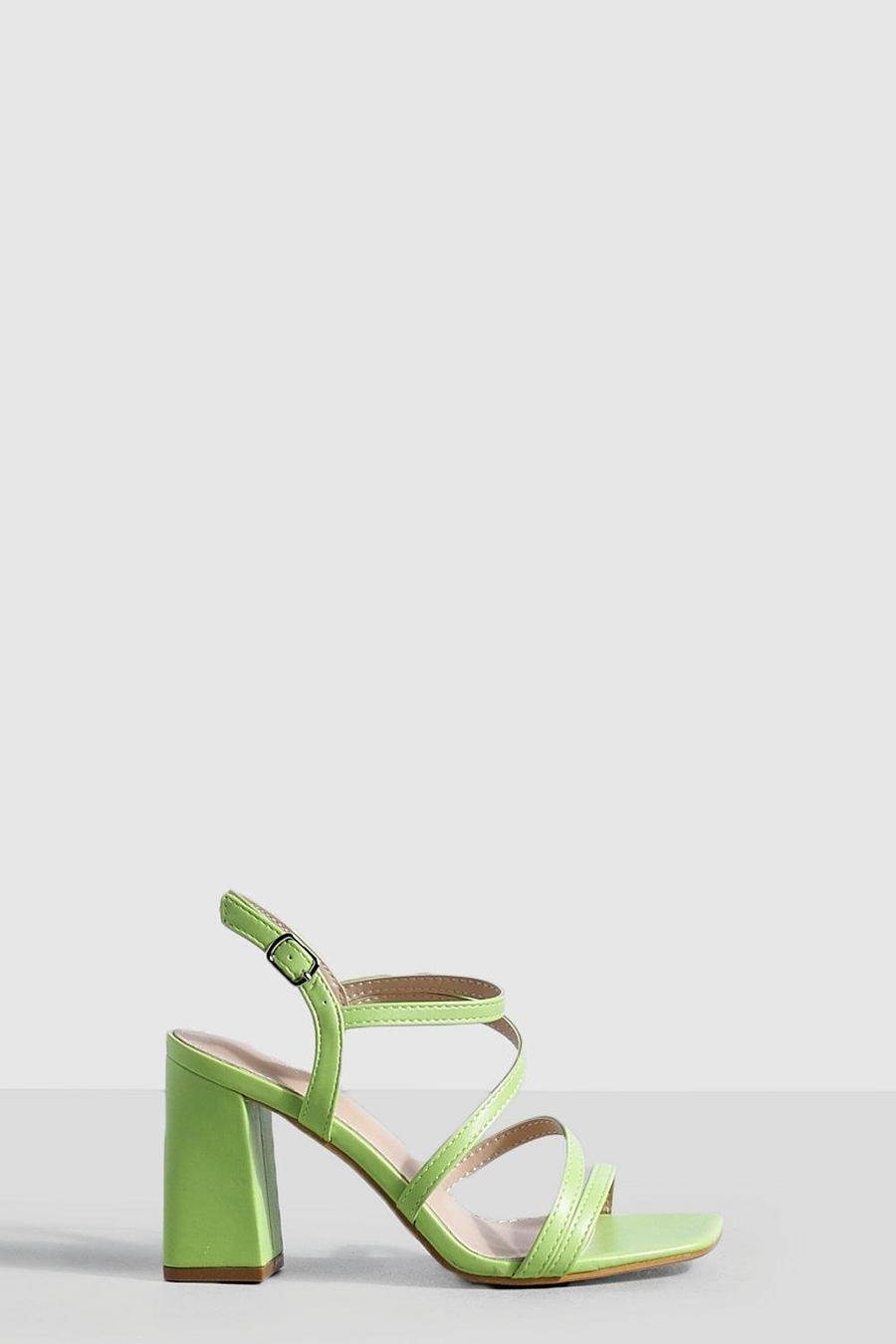 Scarpe asimmetriche con laccetti e tacco a blocco, Green