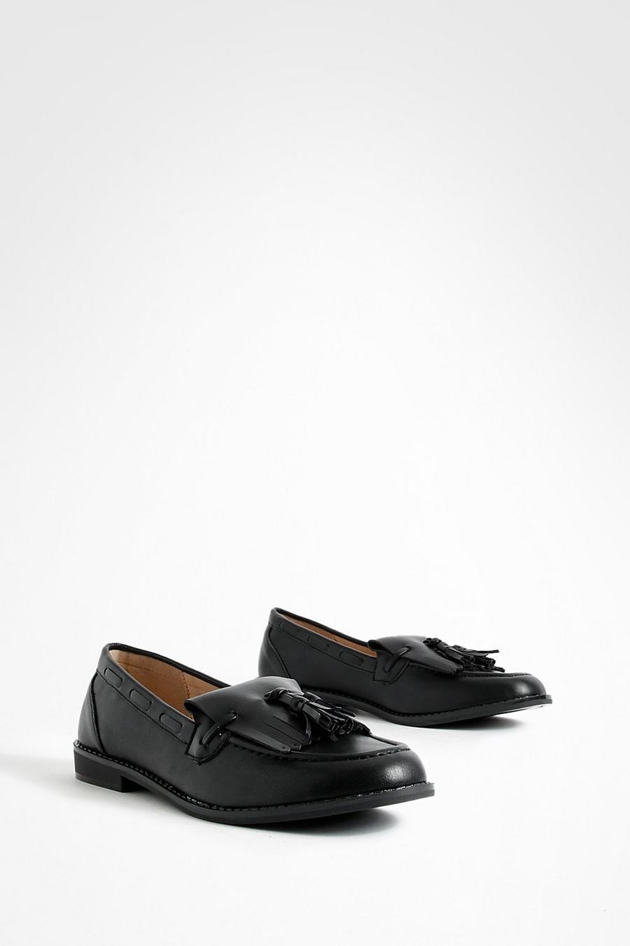 Black Tassel Detail Loafers  