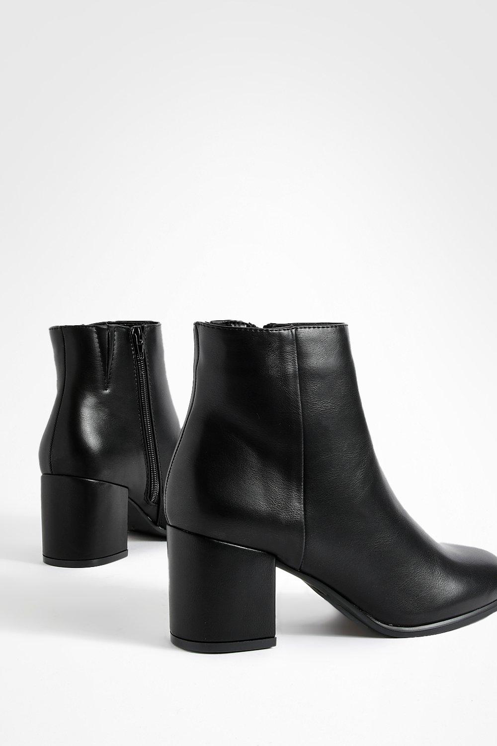 Block heel cheap booties black