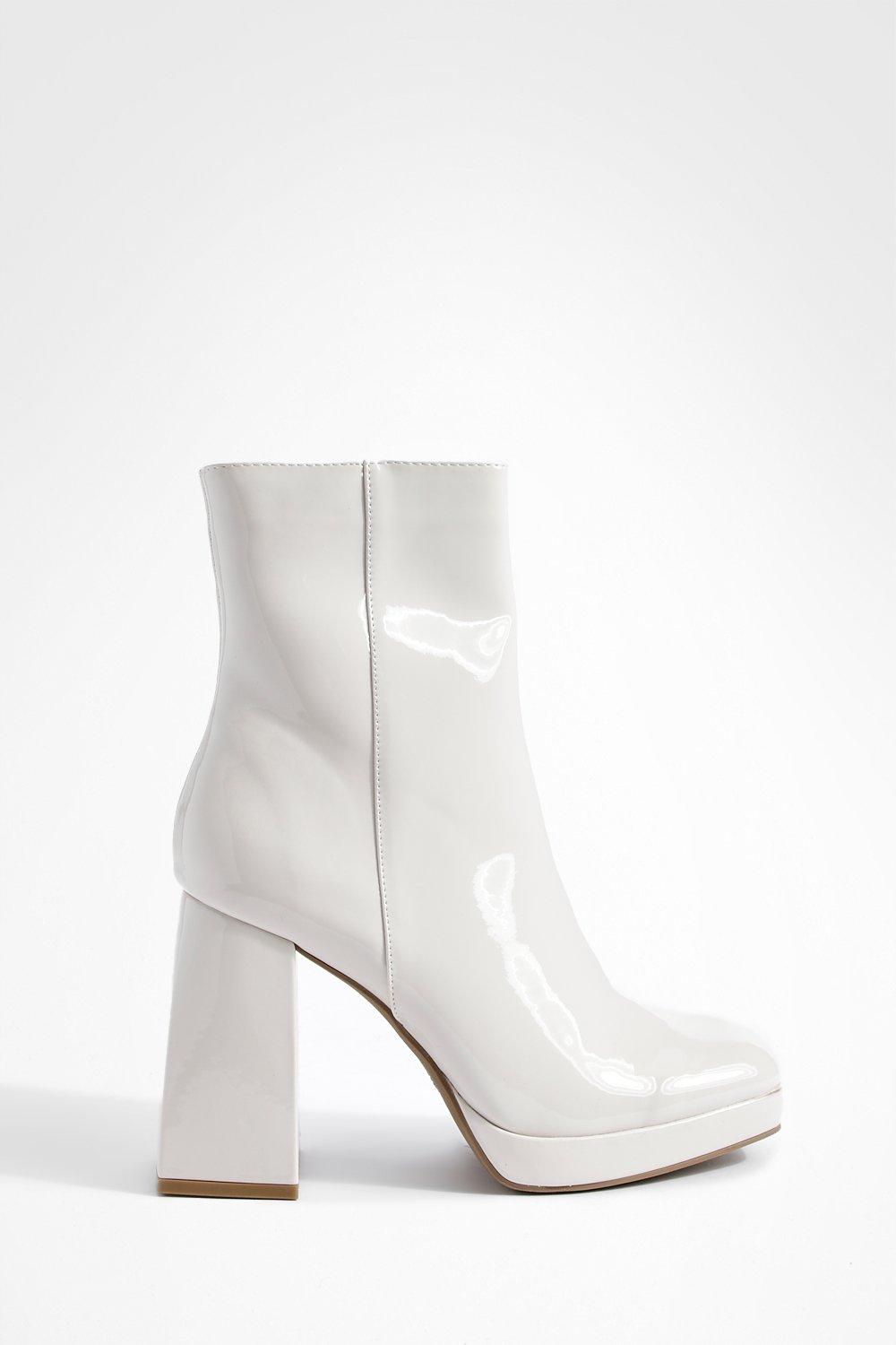 White on sale patent booties