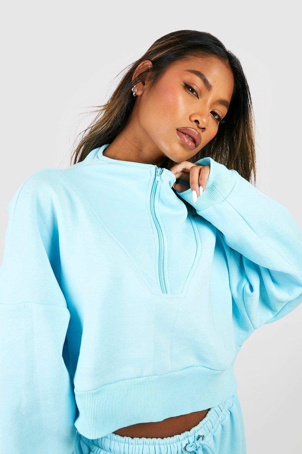 Cropped half zip discount sweatshirt