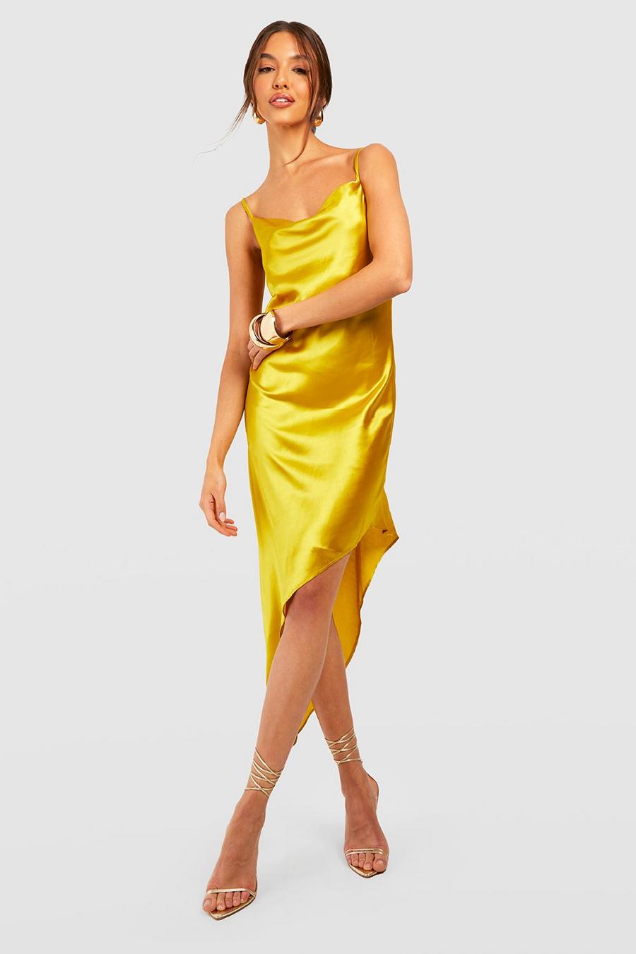 Women's Satin Asymmetric Slip Dress | Boohoo UK