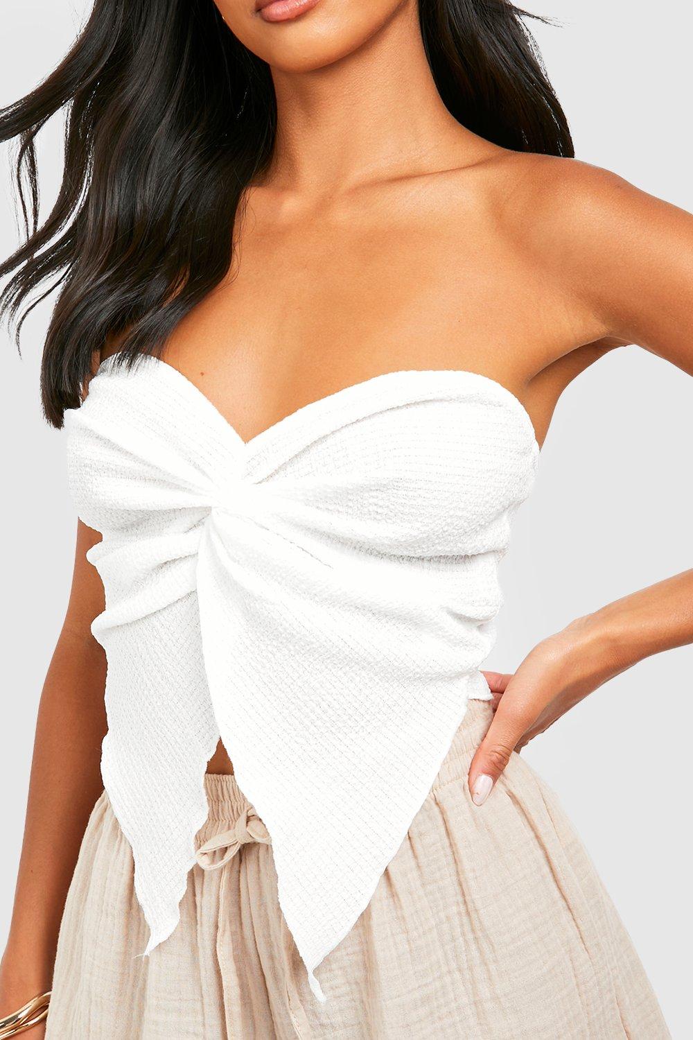 I Saw It First Textured Twist Front Bandeau Top Co-Ord