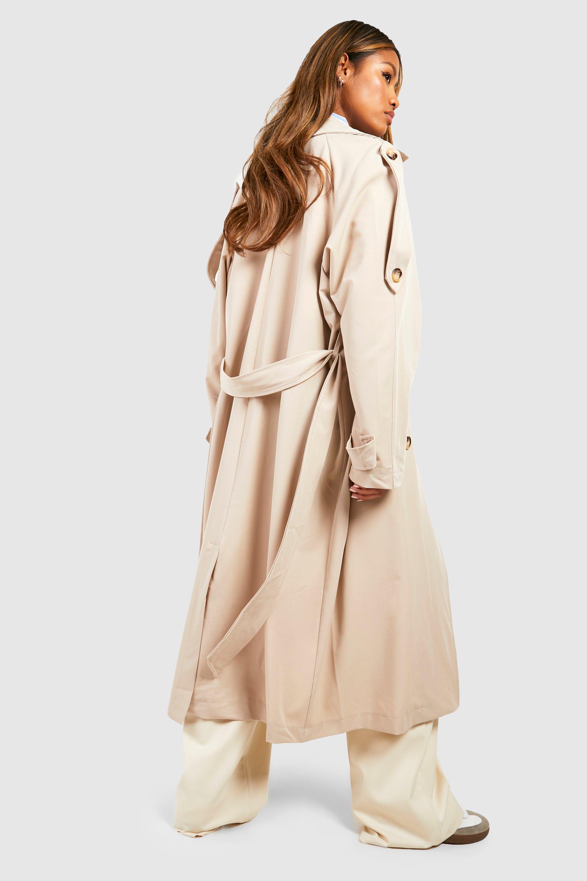 Double Breasted Relaxed Fit Trench Coat, Beige