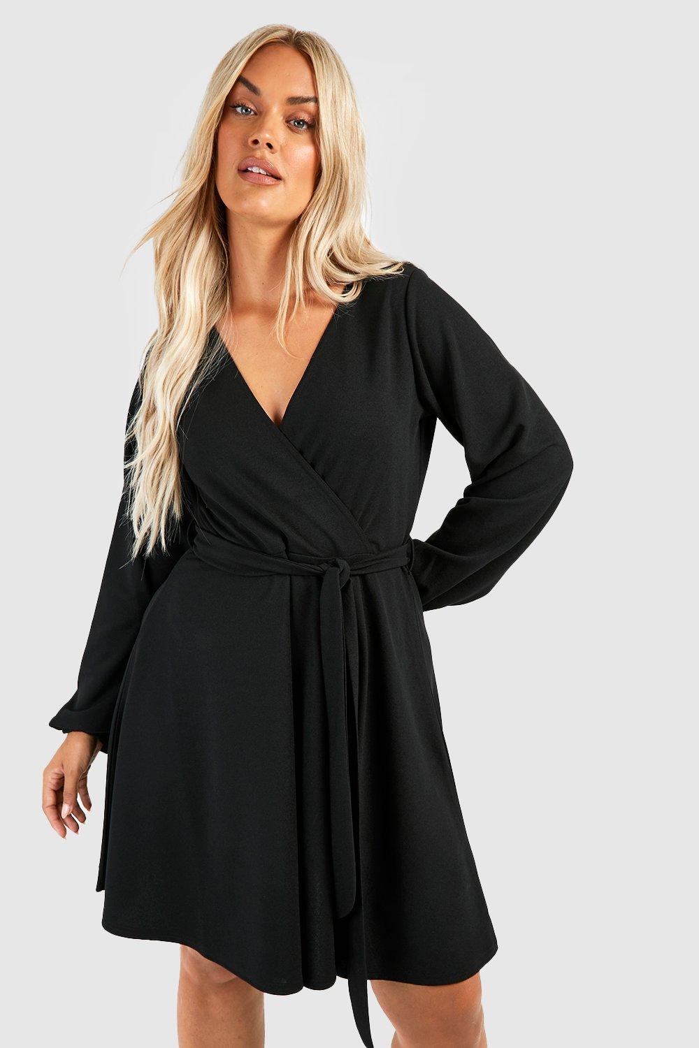 Black wrap dress fashion boohoo